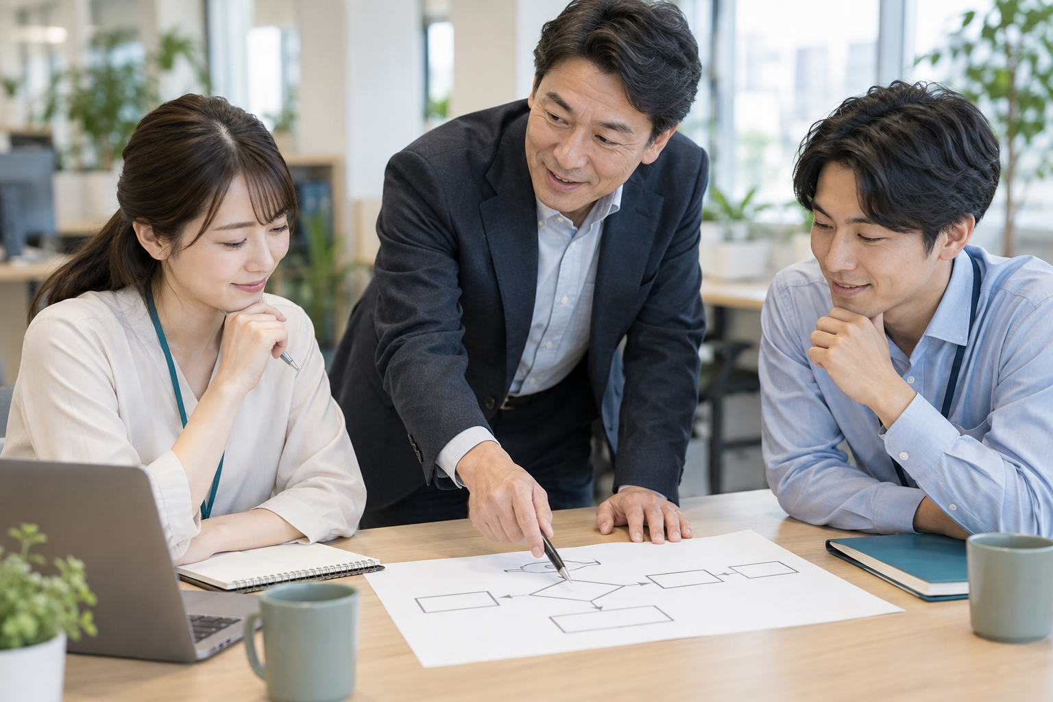対応手順をチームで確認するイメージ